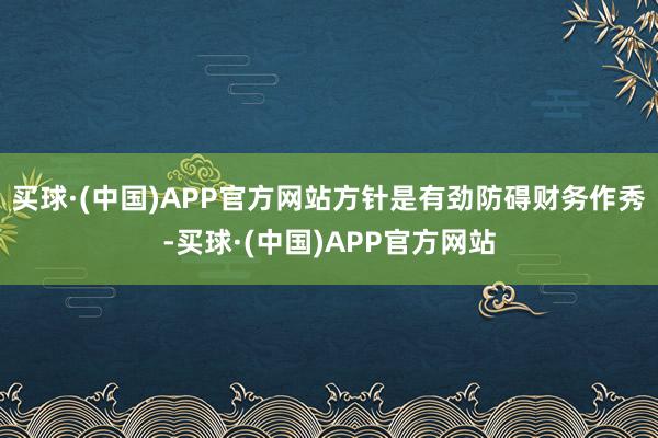 买球·(中国)APP官方网站方针是有劲防碍财务作秀-买球·(中国)APP官方网站