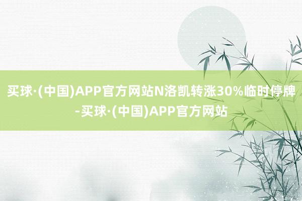 买球·(中国)APP官方网站N洛凯转涨30%临时停牌-买球·(中国)APP官方网站