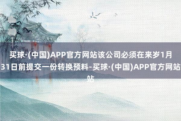 买球·(中国)APP官方网站　　该公司必须在来岁1月31日前提交一份转换预料-买球·(中国)APP官方网站